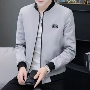 Men's Classic Gray Bomber Jacket